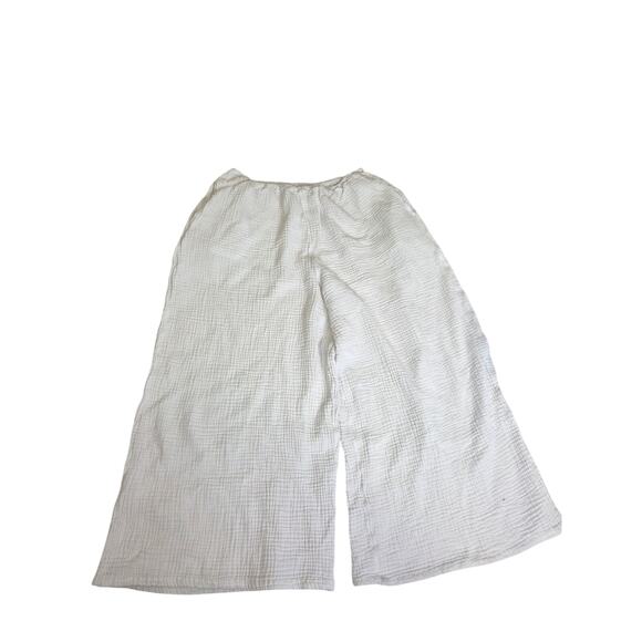 Aerie Pants - Aerie Cotton Gauzy Cotton White Cropped Pants Swim Cover Large Wide Leg